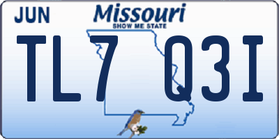 MO license plate TL7Q3I