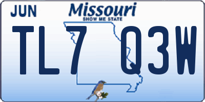 MO license plate TL7Q3W