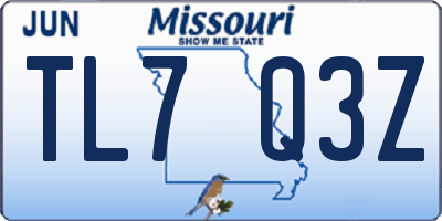 MO license plate TL7Q3Z