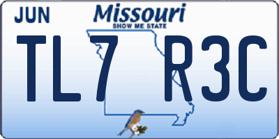 MO license plate TL7R3C