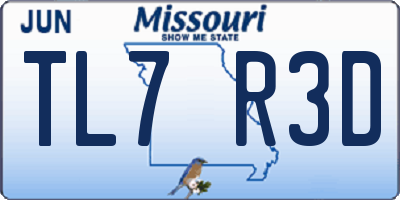 MO license plate TL7R3D