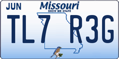 MO license plate TL7R3G