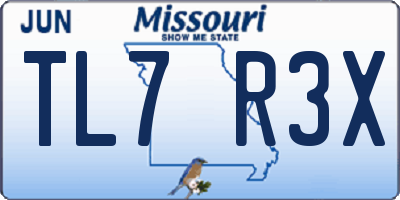 MO license plate TL7R3X