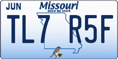 MO license plate TL7R5F