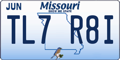 MO license plate TL7R8I