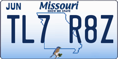 MO license plate TL7R8Z