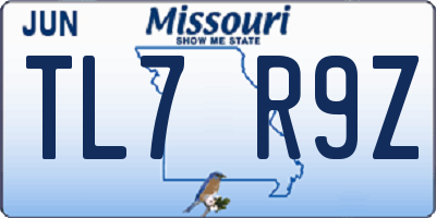 MO license plate TL7R9Z