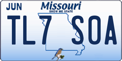 MO license plate TL7S0A