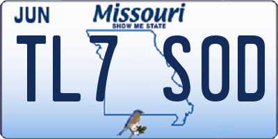 MO license plate TL7S0D