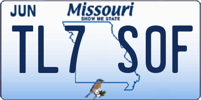 MO license plate TL7S0F