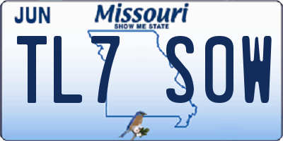 MO license plate TL7S0W