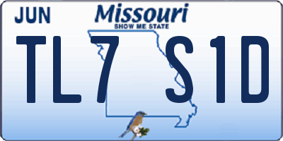 MO license plate TL7S1D