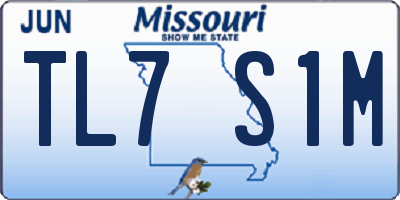 MO license plate TL7S1M