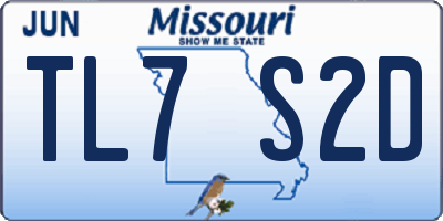 MO license plate TL7S2D