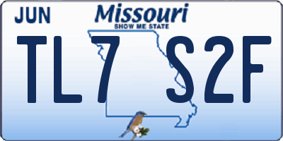 MO license plate TL7S2F