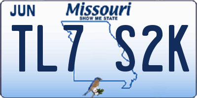 MO license plate TL7S2K