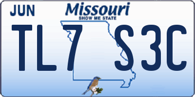 MO license plate TL7S3C