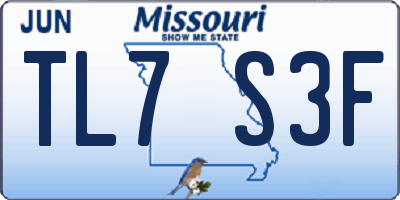 MO license plate TL7S3F