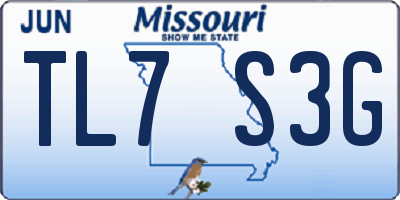 MO license plate TL7S3G