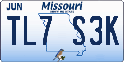 MO license plate TL7S3K
