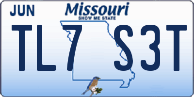 MO license plate TL7S3T