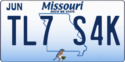 MO license plate TL7S4K