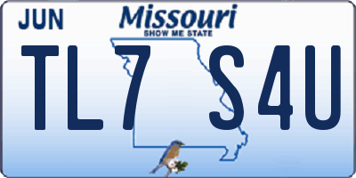 MO license plate TL7S4U