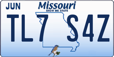 MO license plate TL7S4Z