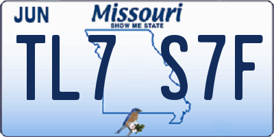 MO license plate TL7S7F
