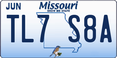 MO license plate TL7S8A
