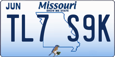MO license plate TL7S9K