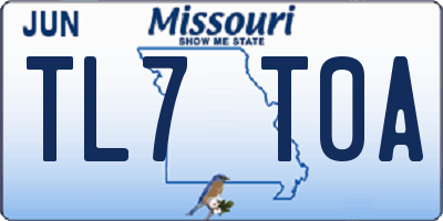 MO license plate TL7T0A