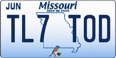 MO license plate TL7T0D