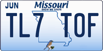 MO license plate TL7T0F