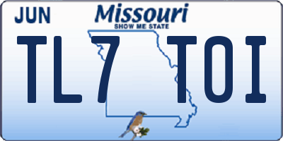 MO license plate TL7T0I