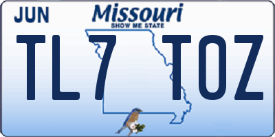 MO license plate TL7T0Z