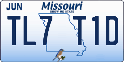MO license plate TL7T1D