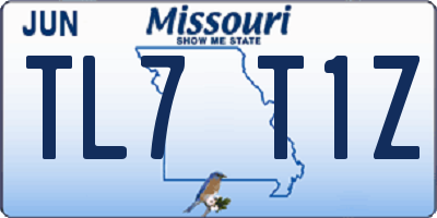 MO license plate TL7T1Z