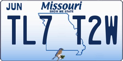 MO license plate TL7T2W