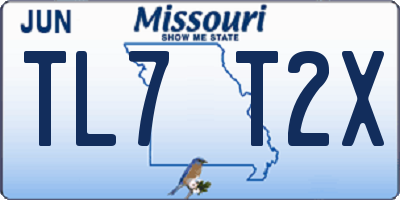 MO license plate TL7T2X