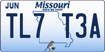 MO license plate TL7T3A