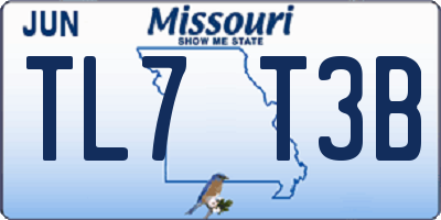 MO license plate TL7T3B