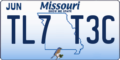MO license plate TL7T3C