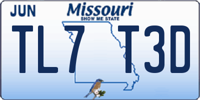 MO license plate TL7T3D
