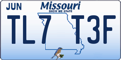 MO license plate TL7T3F