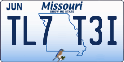 MO license plate TL7T3I
