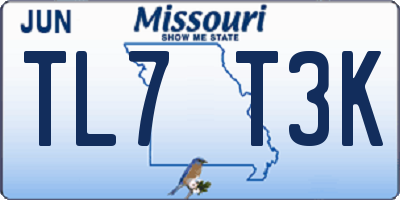 MO license plate TL7T3K