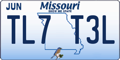 MO license plate TL7T3L