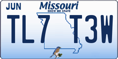 MO license plate TL7T3W