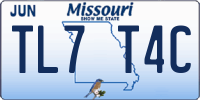 MO license plate TL7T4C